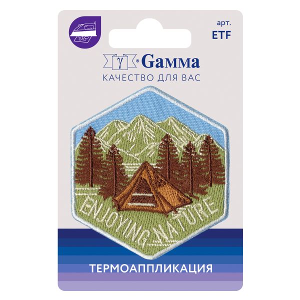 Термоаппликация №06, 1 шт, 02-604 Горы и палатка 6х6.5 см, Gamma ETF