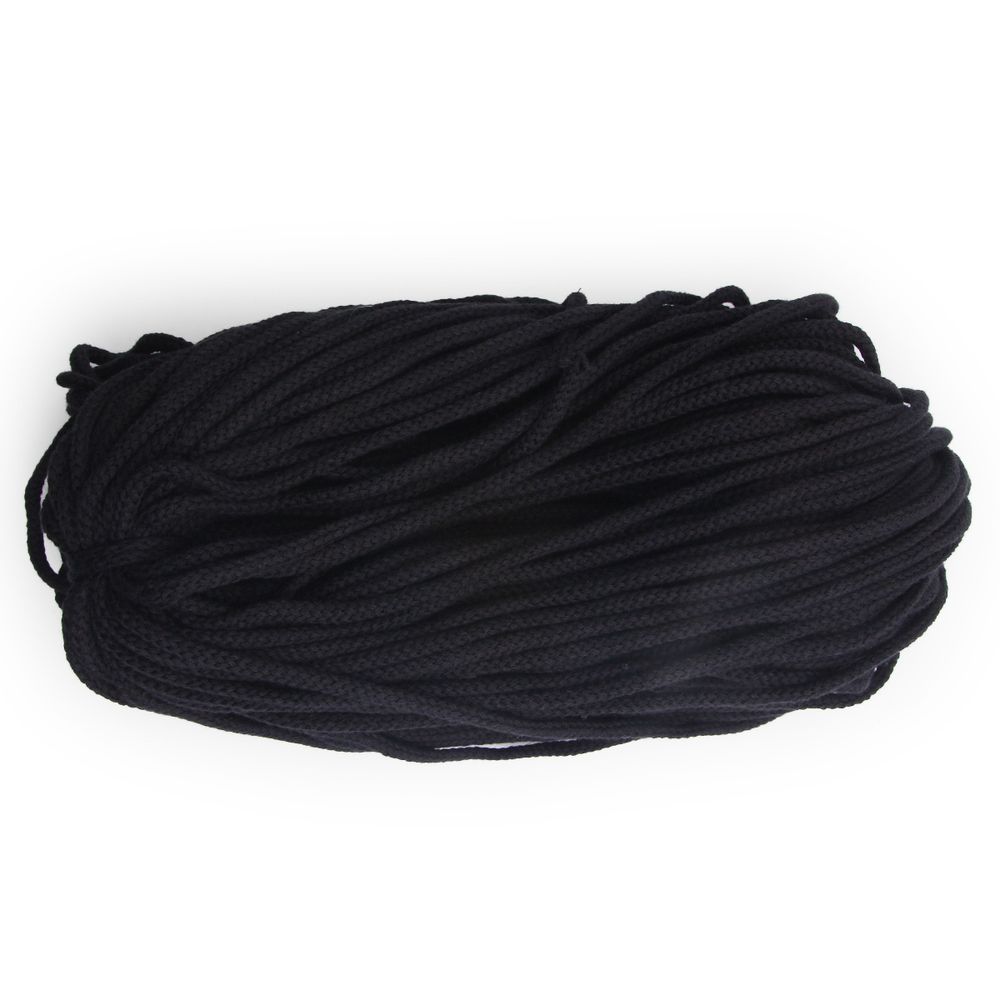 Шнур круглый х/б ⌀5.0 мм / 100 метров, черный
