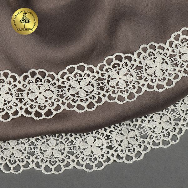 Кружево гипюр (плетёное) 35 мм, матовая нить, цв.02 молочный уп.13,71м, Kruzhevo