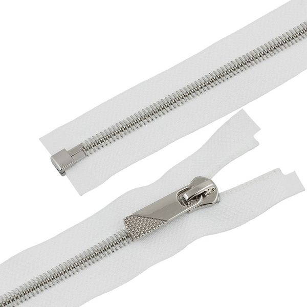 Молния металл Т8 (8 мм) 1 зам., разъем., 70 см, декор, серебро, белый, KAP-8 Gamma, 5 шт