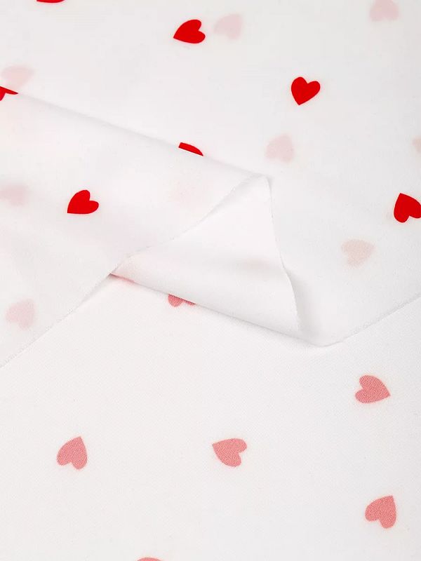 Шелк Армани 90 г/м², 150 см / 2 метра, TBYArm-hrt1, белый сердечки