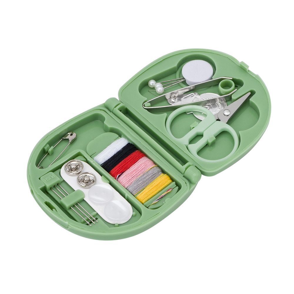 Швейный дорожный набор 15.5х1.5х1 см, зеленый