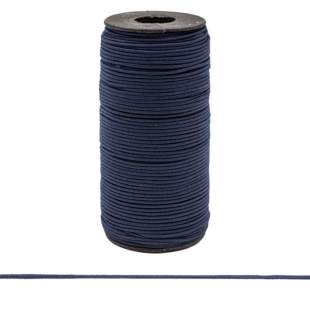 Резинка шляпная (шнур эластичный) 2.0 мм / 100 метров, 0370-0200, С196-т.синий