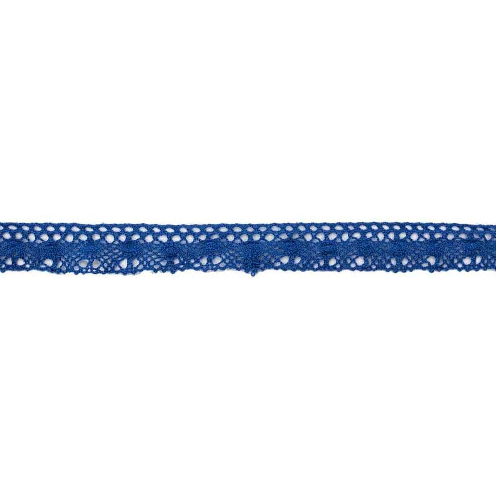 Кружево вязаное х/б 20 мм / 10 метров, цвет JD054 синий, (CL-071)