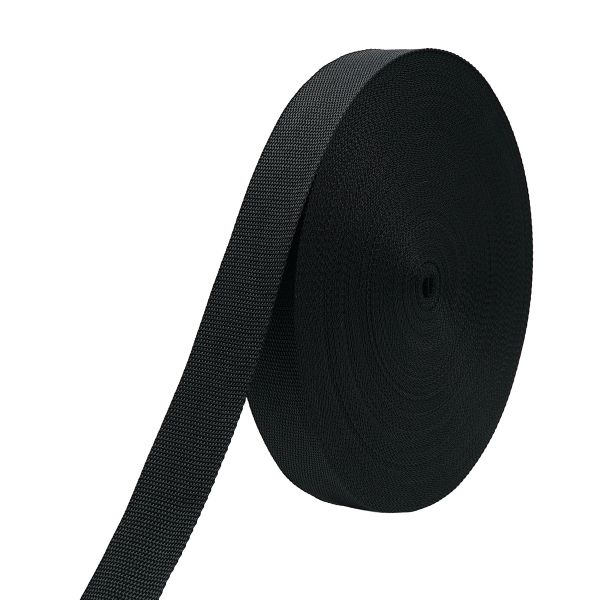 Стропа (ременная лента) 40 мм / 50 метров, толщ. 1.0 мм, [22 г/пог.м], 100% п/э, 0 черный
