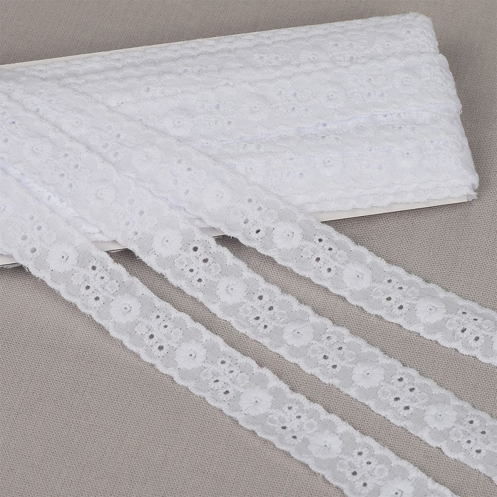 Кружево шитьё хлопок.1478 17 мм, цв.01 белый, уп.13.71м, Kruzhevo