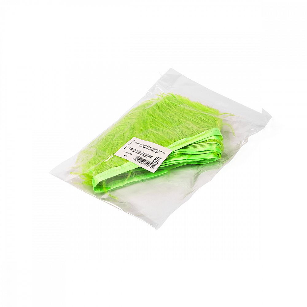 Перья на ленте Страус 8 см, FBY-08-086, цв. лайм, 2м