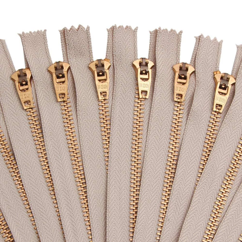Молния металл джинсовая Т5 (5 мм) 1 зам., н/раз., 14 см, бежевый, 39063/14-3, 10 шт
