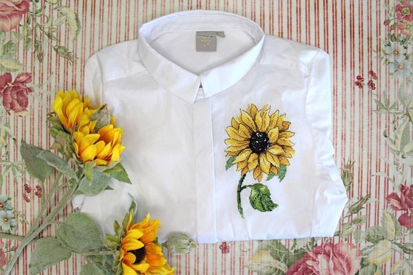 Набор для вышивания нитками МП Студия (Жар-птица), вышивка на одежде Цветок солнца, 15х10 см