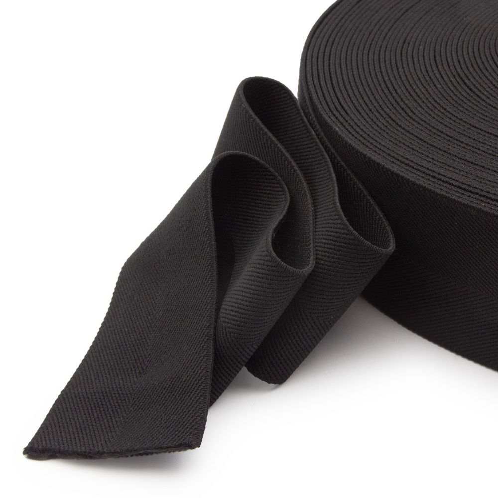 Резинка поясная 60.0 мм / 25 метров, тканая, 58 г/м, эластичность 155%, нейлон/лайкра, черный
