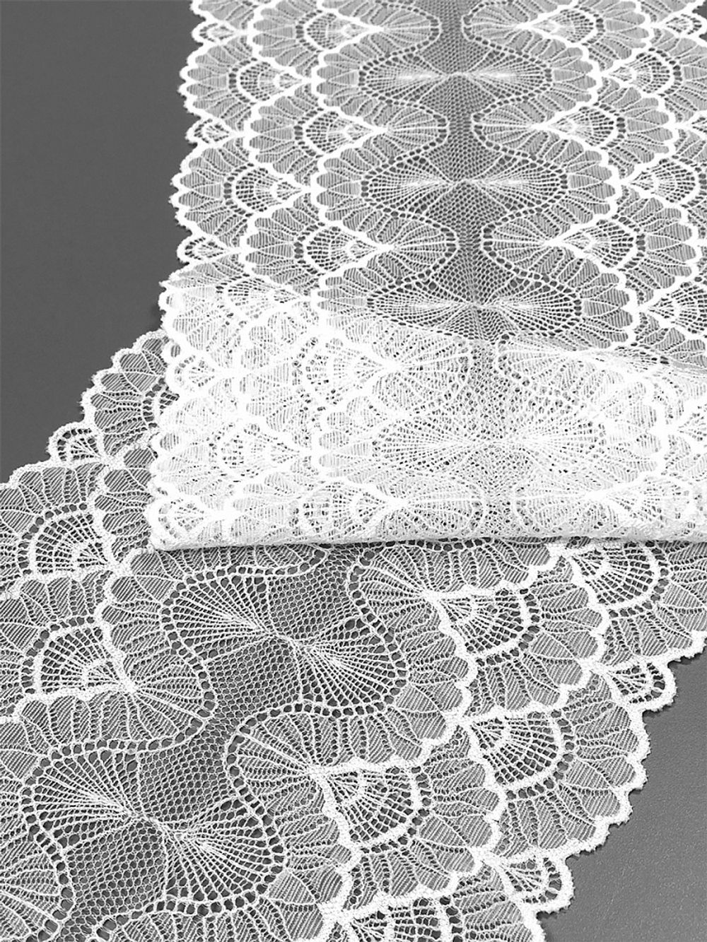 Кружево бельевое эластичное 195 мм / 2.7 м, 8034, цв.004 белый, Kruzhevo