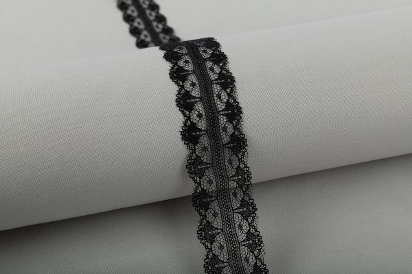 Кружево вязаное (тесьма) 24 мм / 25 м, 325 черный, Blitz LCE-16