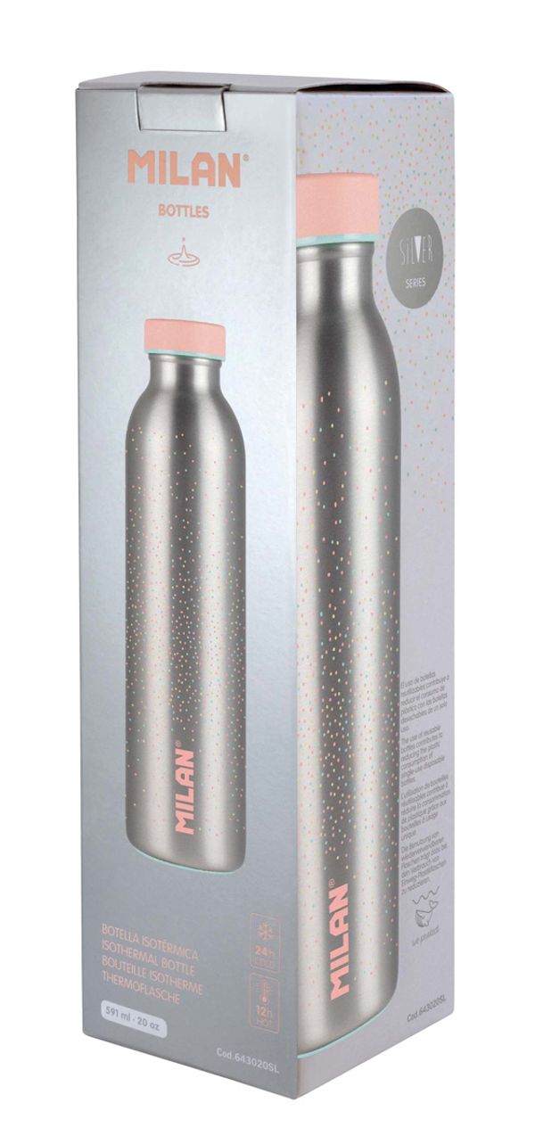 Бутылка металлическая для напитков 591 мл, Milan Silver series 643020SL
