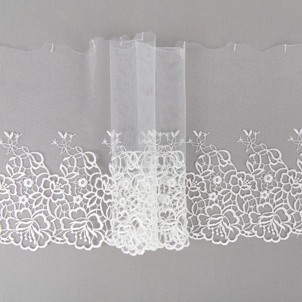 Кружево на сетке 190 мм / 10 м, слоновая кость, Gamma GKM-1903