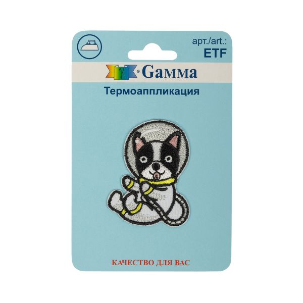 Термоаппликация №03, 1 шт, 01-327 Собака-космонавт 3.6х4.7 см, Gamma ETF