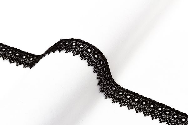 Кружево гипюр (плетёное) 31 мм / 8.8 м, черный, Gamma GGM-3101