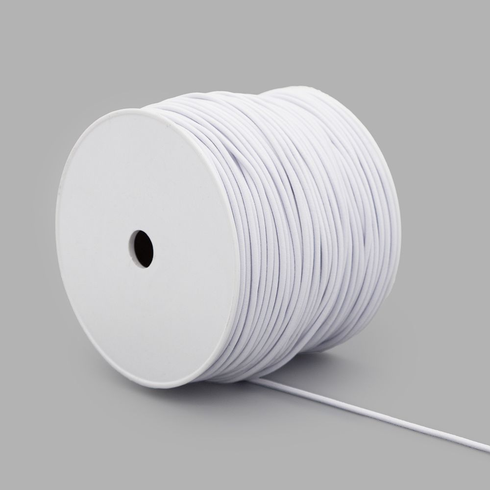 Резинка шляпная (шнур эластичный) ⌀2.5 мм / 100 метров, 01 белый