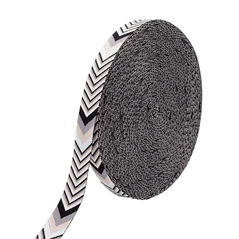 Стропа (ременная лента) 38 мм / 45.72 метра, [38.82 г/пог.м], с принтом 2-сторонняя, D147 серый/черный, 3Al354