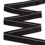 Резинка для мужских трусов и боксеров 35.0 мм / 25 метров, тканая мягкая, 24 г/м, черный/белый полоса