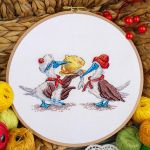 Набор для вышивания нитками МП Студия, Рыбный обед 9х17см