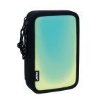 Пенал на молнии двухярусный с наполнением 19,5*13*5 см, черно-бирюзовый 081264SNK1GR, Milan 081264SNK1GR