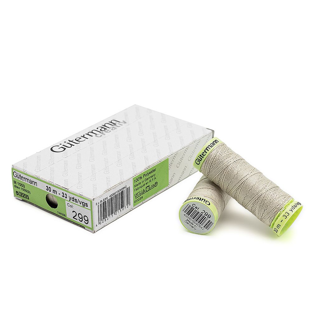 Нитки отделочные Gutermann Top Stitch, 30м, 299 св.серо-бежевый, 5 катушек