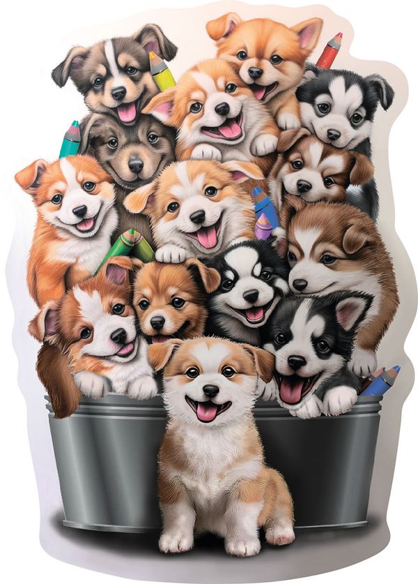 Пазл фигурный деревянный Пирамидка из щенков 161 элементов, Фрея PZLF-006