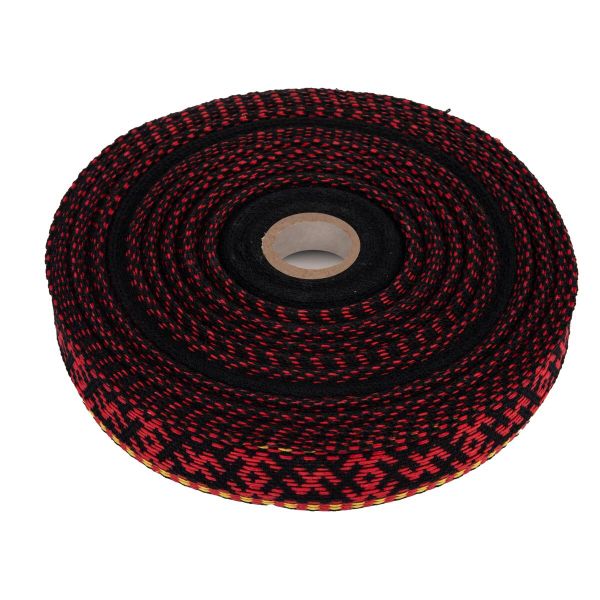 Лента (тесьма) жаккардовая 38.0 мм / 25±1 метров, для пояса, рис 9884 черный/красный №2, Gamma С3822