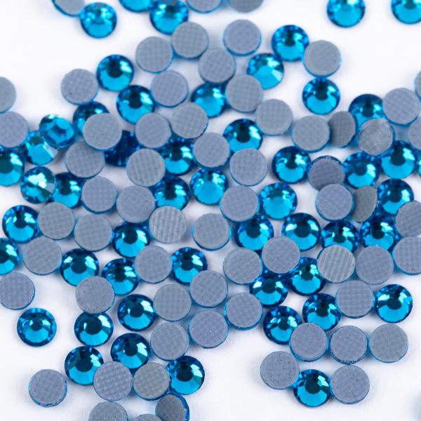 Стразы клеевые акрил 3-3.2 мм, 1х144 шт, SS12 017 т.голубой (capri blue), Zlatka RS/144