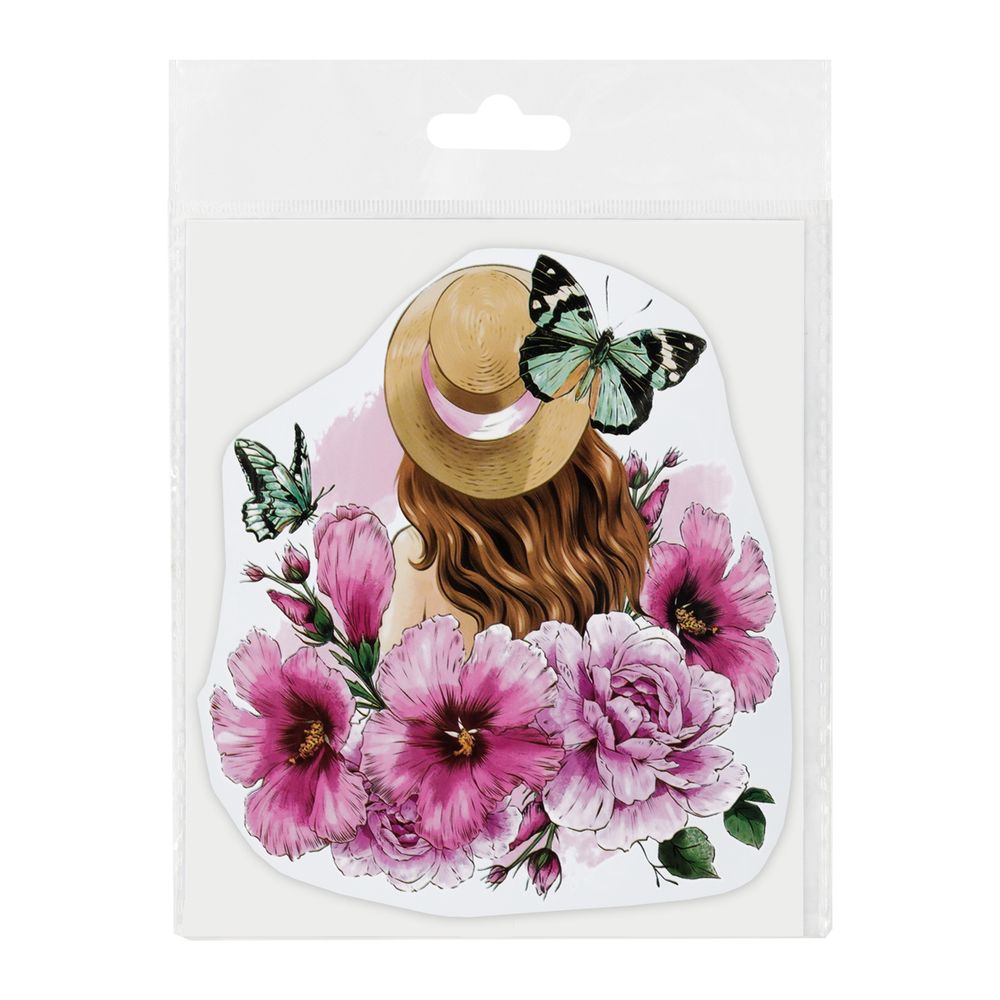 Термотрансфер, 1 шт, М-225 девушка в шляпе 15.3х17 см, Gamma M №02