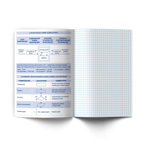 Тетрадь со справочным материалом Академия наук, A5 48 л. на скобе 60 г/м², белизна 90 %, 10 шт, клетка, 01282 Академия наук Информатика, Светоч Т137