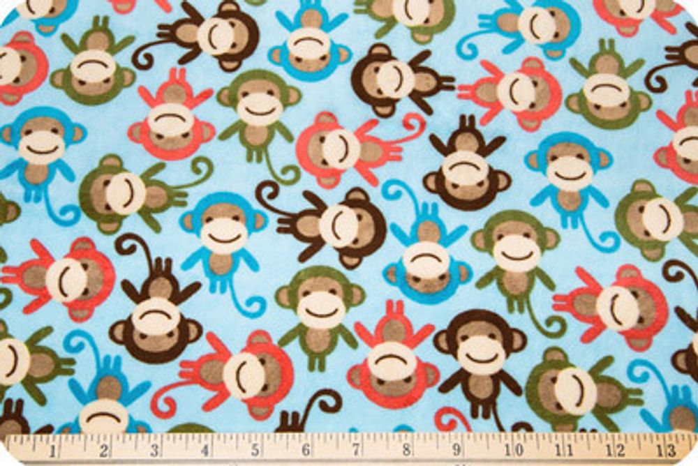 Плюш (ткань) Peppy Urban Zoologie 440 г/м², 48х48 см, monkey cherry