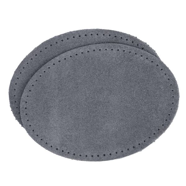 Заплатки пришивные из замши, овал 8х10,9см с перфорацией, 2 шт, 100% кожа, 26 серый, 59124