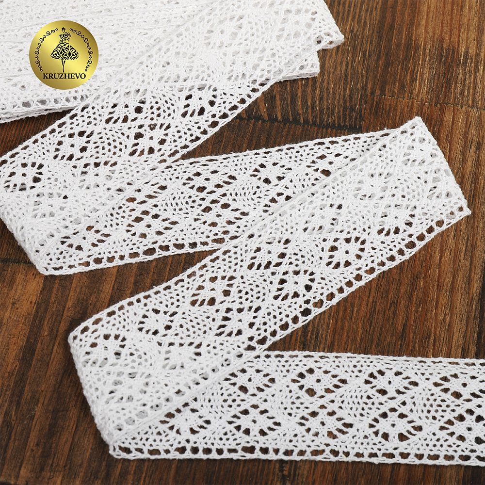 Кружево вязаное (тесьма) 40 мм / 10 метров, 5818 цв.02 белый, Kruzhevo