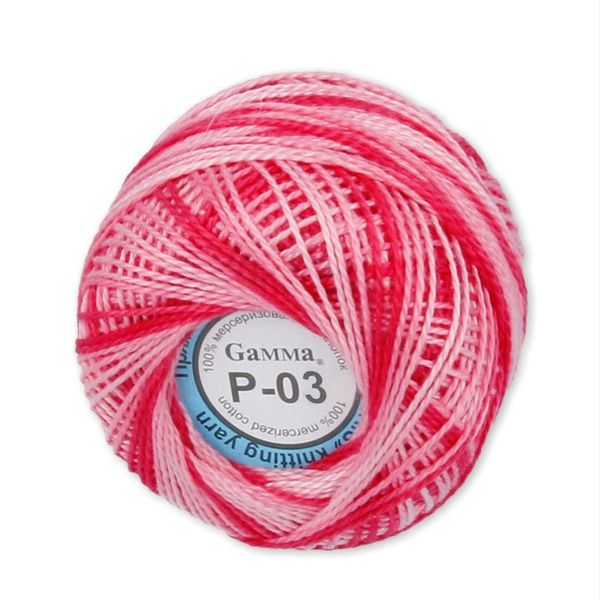 Пряжа нитки Ирис меланж / уп.10 мот. по 10 г, 82 м, Р-03 т.розовый-св.розовый, Gamma