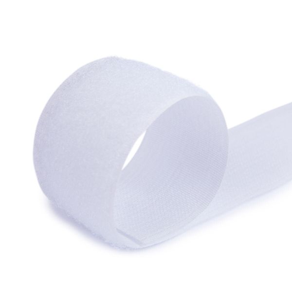 Лента контактная липучка (велкро) пришивная 25 мм / 25 метров, белый, Gamma LG-25NEK, ПЕТЛЯ, качество 