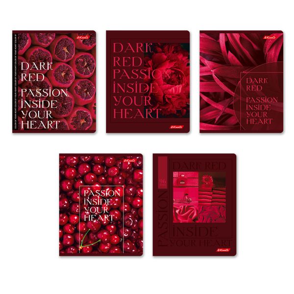 Тетрадь ученическая общая, софт-тач ламинация, A5+ 96 л. на скобе 60 г/м², белизна 100%, 5 шт, клетка в термоусадочной пленке, 000768 Дикая вишня, Светоч 96ТЕТк-006