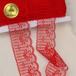 Кружево отделочное в стиле "трикотаж" 50 мм, диз. 283, цв.03 красный, уп. 27,4 м