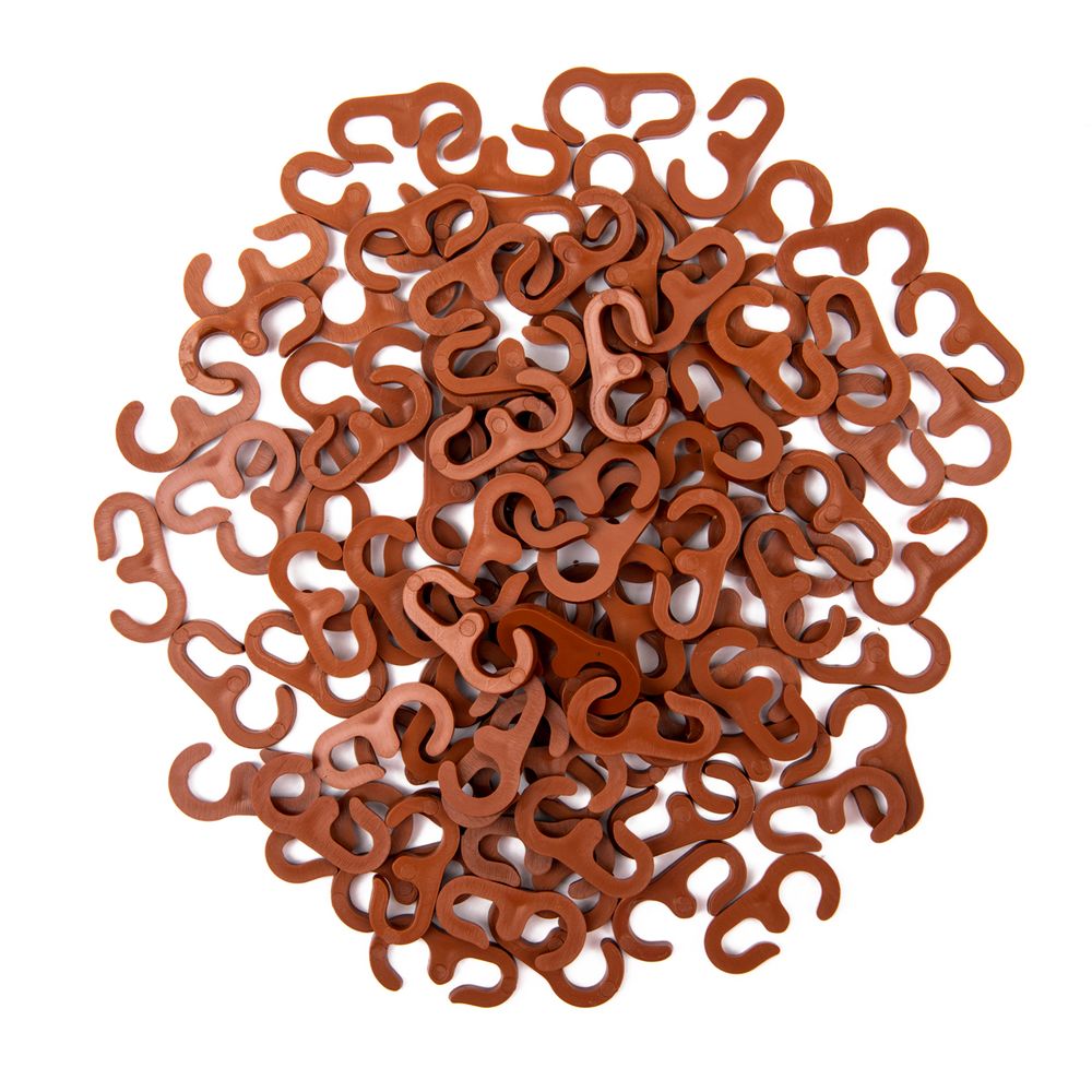 Крючки шторные для карниза на кольцо, 100 шт, /РП/ 04 св.коричневый, Blitz LF-300