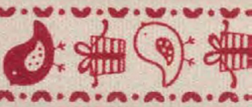 Лента хлопковая на картонной мини-катушке Птички и подарки, Hemline