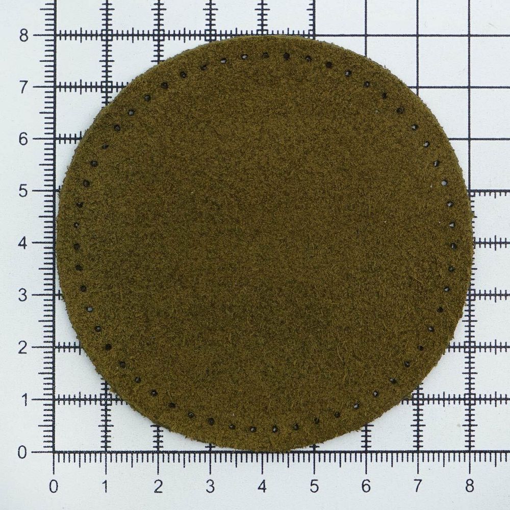 Заплатки пришивные из замши, круг ⌀8см с перфорацией, 2 шт, 100% кожа, 33 хаки, 59121