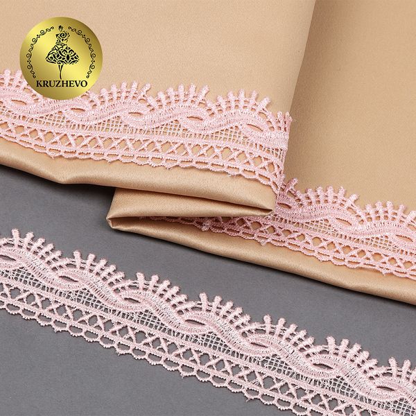 Кружево гипюр (плетёное) 40 мм, цв.6 бл.розовый уп. 9 м, Kruzhevo