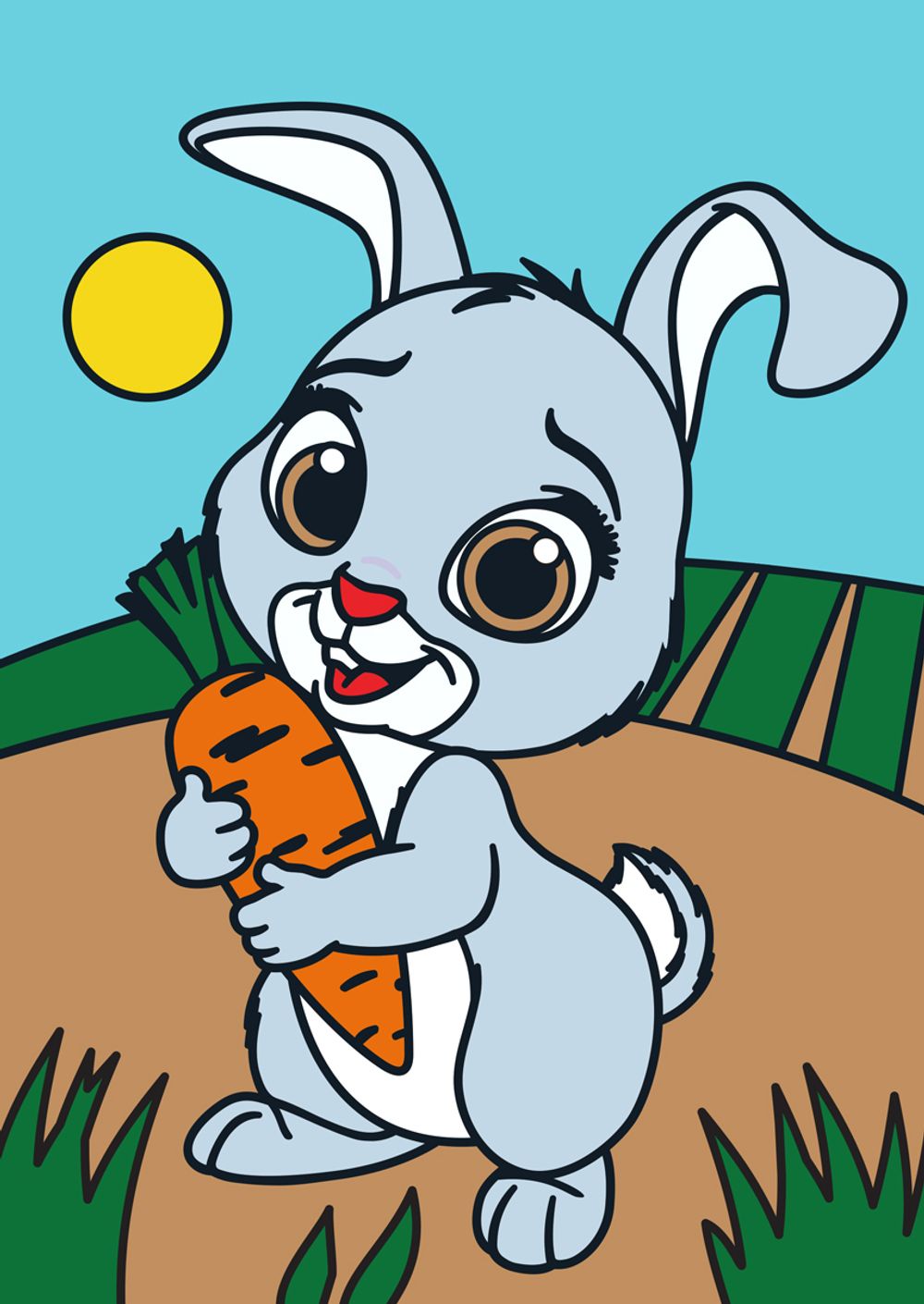 Набор для раскрашивания цветным песком №35 Кролик, 16.5х23 см, Hobbius SPT-01