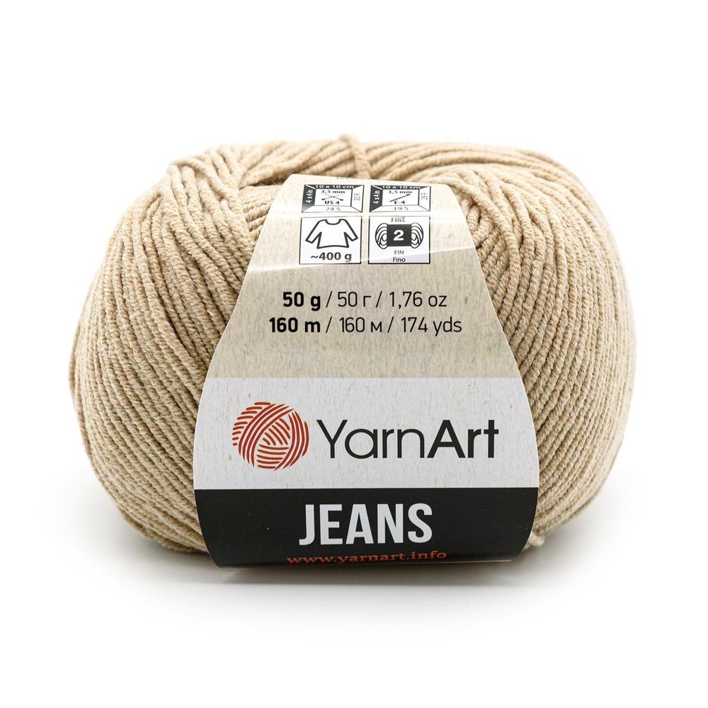 Пряжа YarnArt (ЯрнАрт) Jeans / уп.10 мот. по 50 г, 160м, 87 нежно-бежевый
