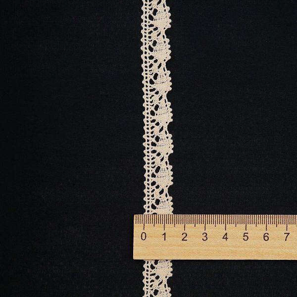 Кружево вязаное (тесьма) 15 мм / 13.72 метра, хлопок, неотбеленный, 3AR3367