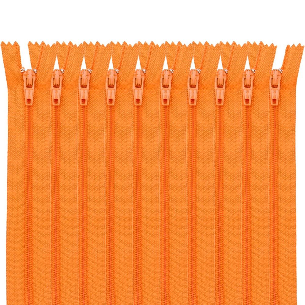 Молния спираль (витая) брючная Т3 (3 мм) 1 зам., н/раз., 20 см, автомат, оранж, 30114, 10 шт