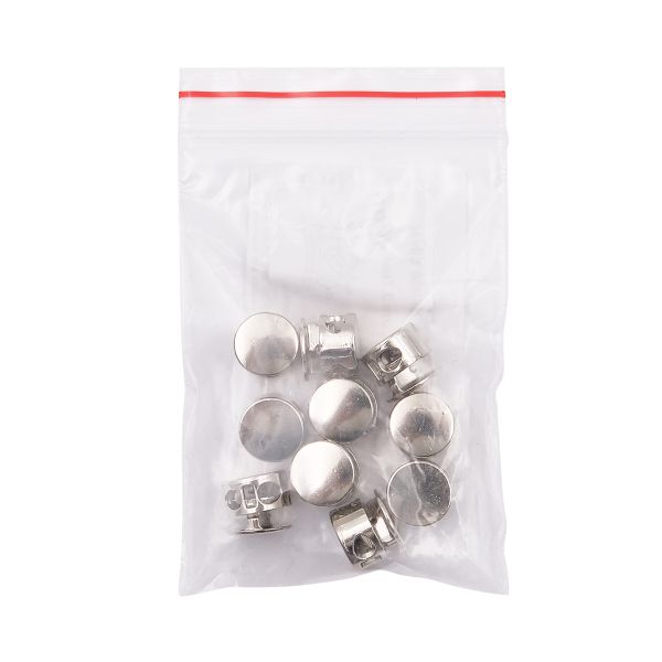 Фиксатор (зажим) для шнура металл 2 отв., 10.5х11.8 мм, ⌀3.7 мм, металл, Silver (серебристый), MFR08, 10 шт