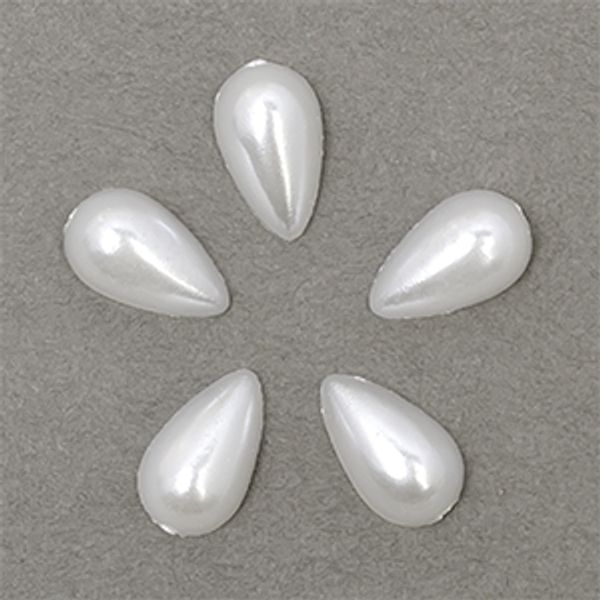 Полужемчужины пластик перламутр 6х10 мм, в форме Капли, цв. 41 белый, 20г, Magic4Hobby