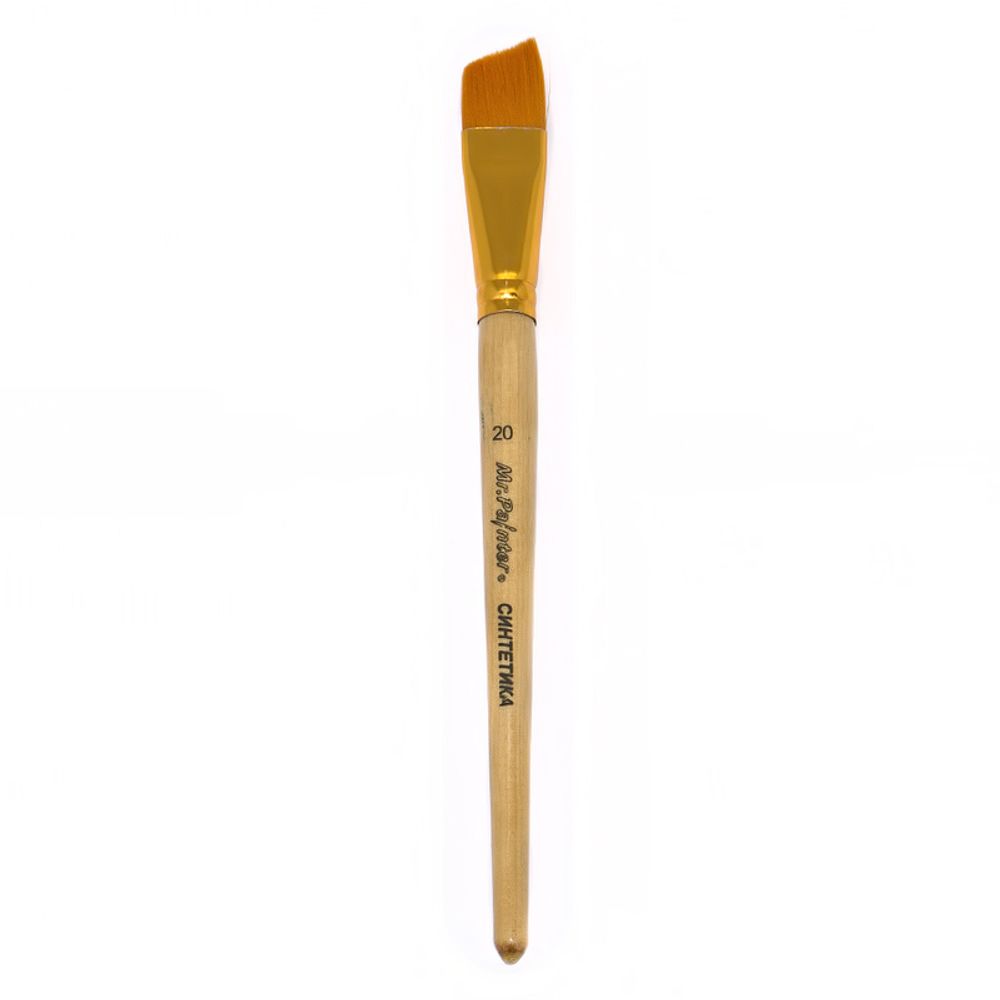 Кисть синтетика плоская со скосом №20, 5 шт, короткая ручка, Mr.Painter SBA 206-20