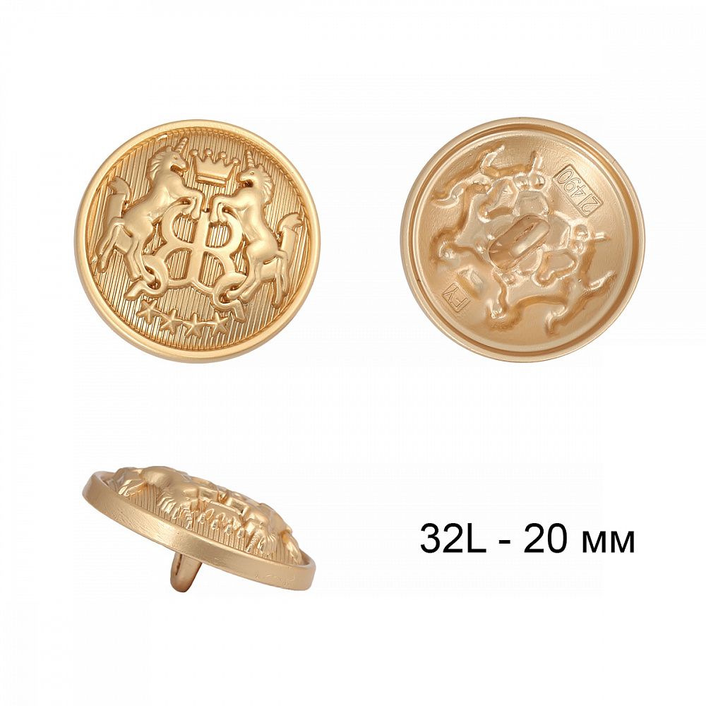 Пуговицы металлические на ножке 32L-20 мм, С-MP09 цв.золото, 10 шт